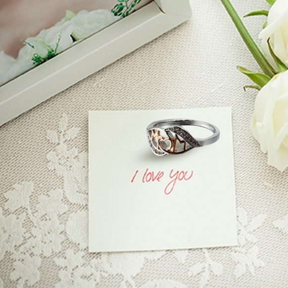 2-Tone MOM Rhinestone Crystal Ring - Picture 1 of 6